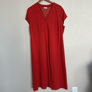 J. Jill Orange Rust Monterey Cap Sleeve Midi Dress Women’s XL (Estimated)